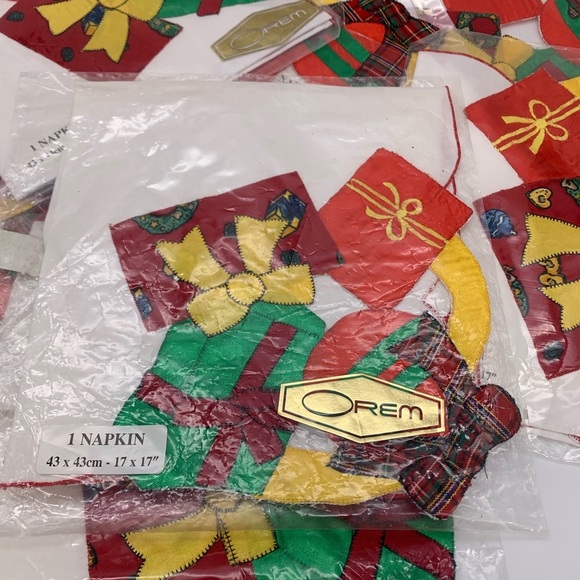 Brand New Lot Of 9 Vintage OREM Patchwork Holiday Napkins 17” X 17” India - Picture 5 of 16